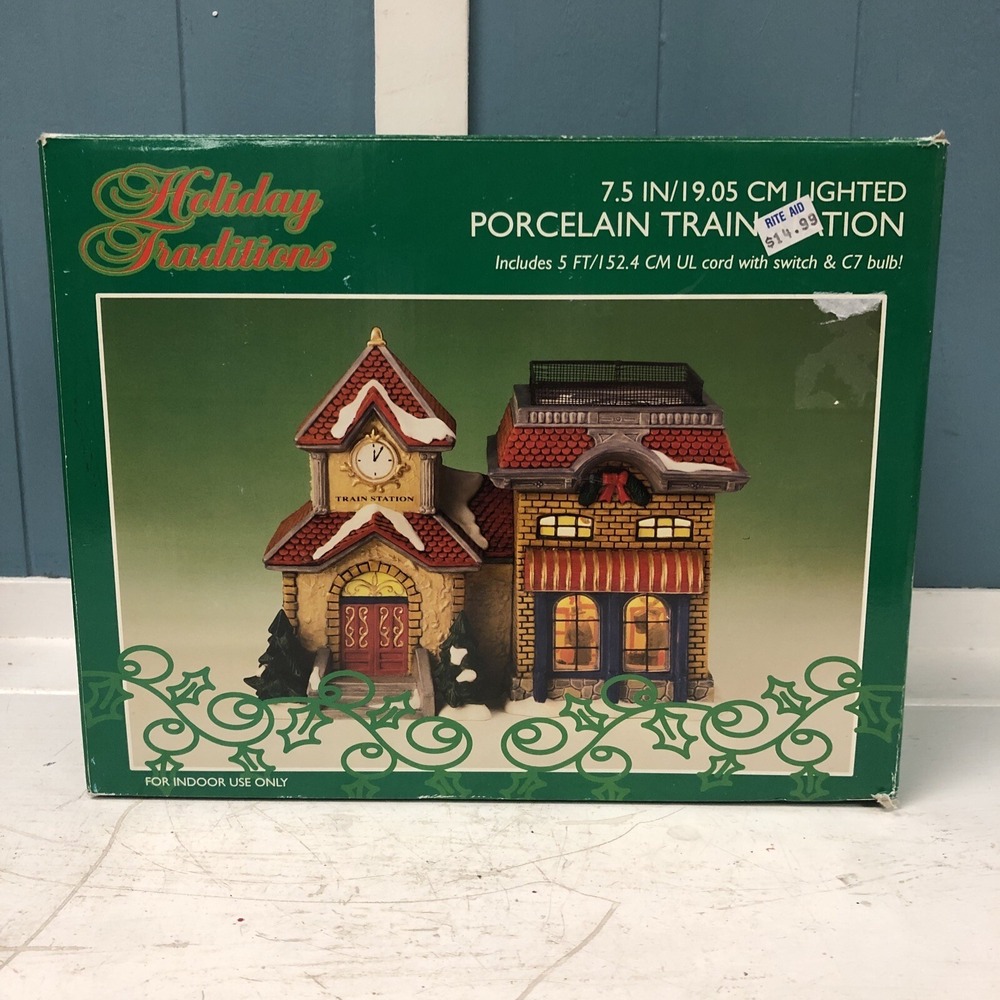 Holiday Traditions Porcelain Train Station Lighted 5‎ Ft UL Cord Switch